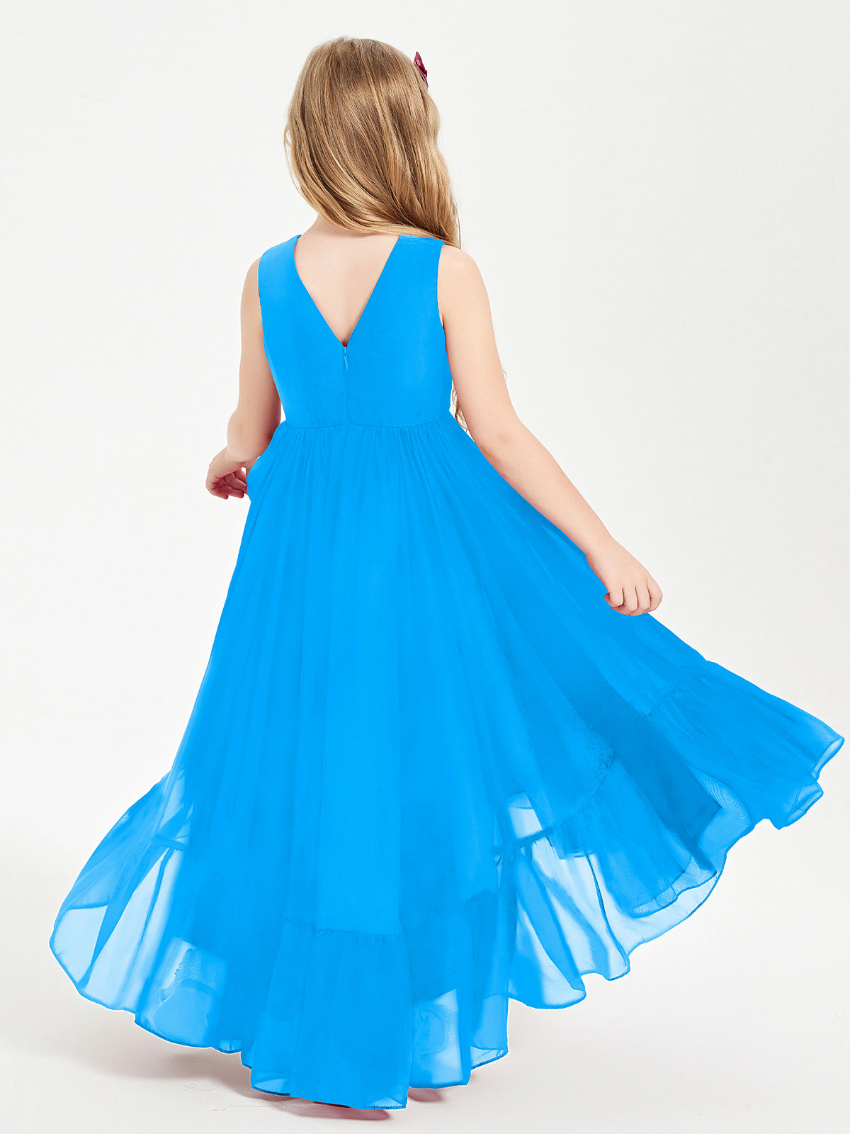 Cascading Skirt Boho Dresses for Junior Bridesmaids Ocean Blue
